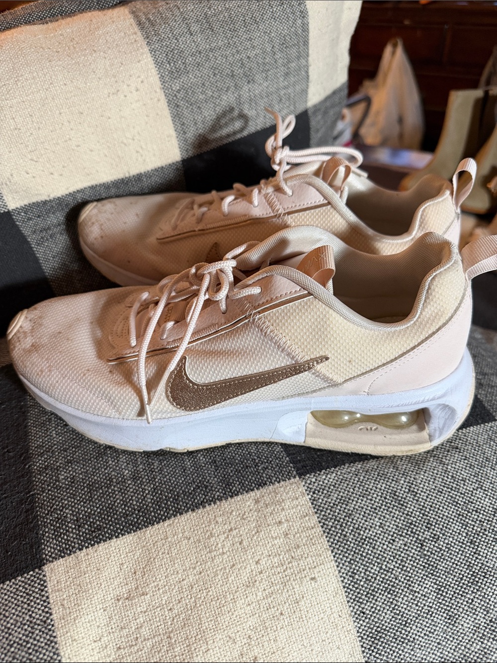Nike Women's Athletic Sneakers in Light Pink with Metallic Swoosh